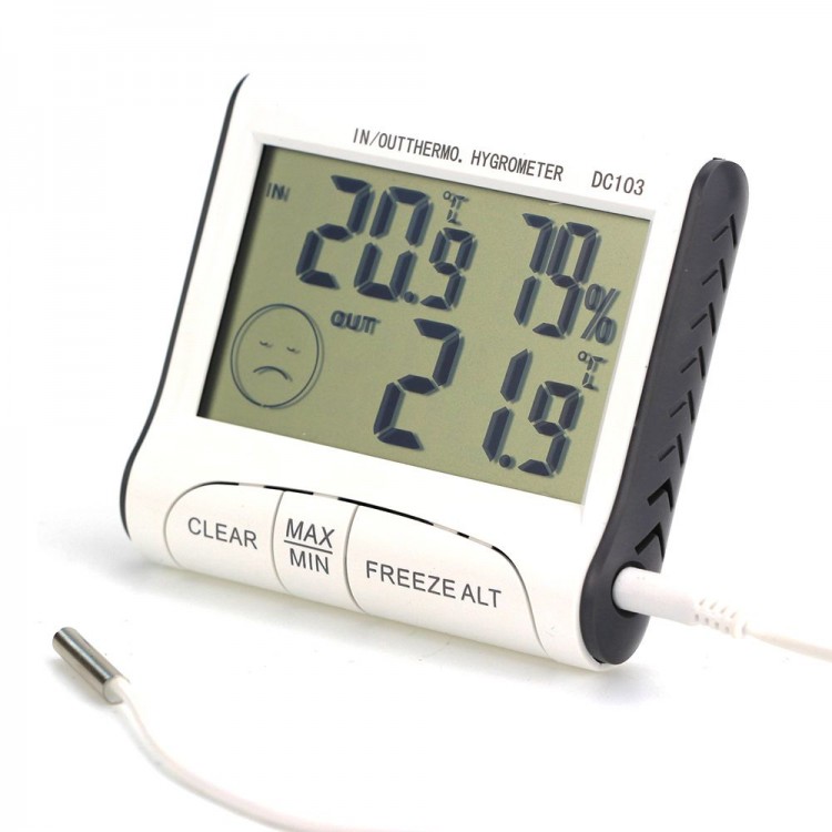 Термометр-гигрометр (цифровой измеритель влажности воздуха) с выносным .